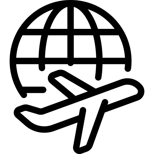 Minimal icon of an aircraft representing aviation operations