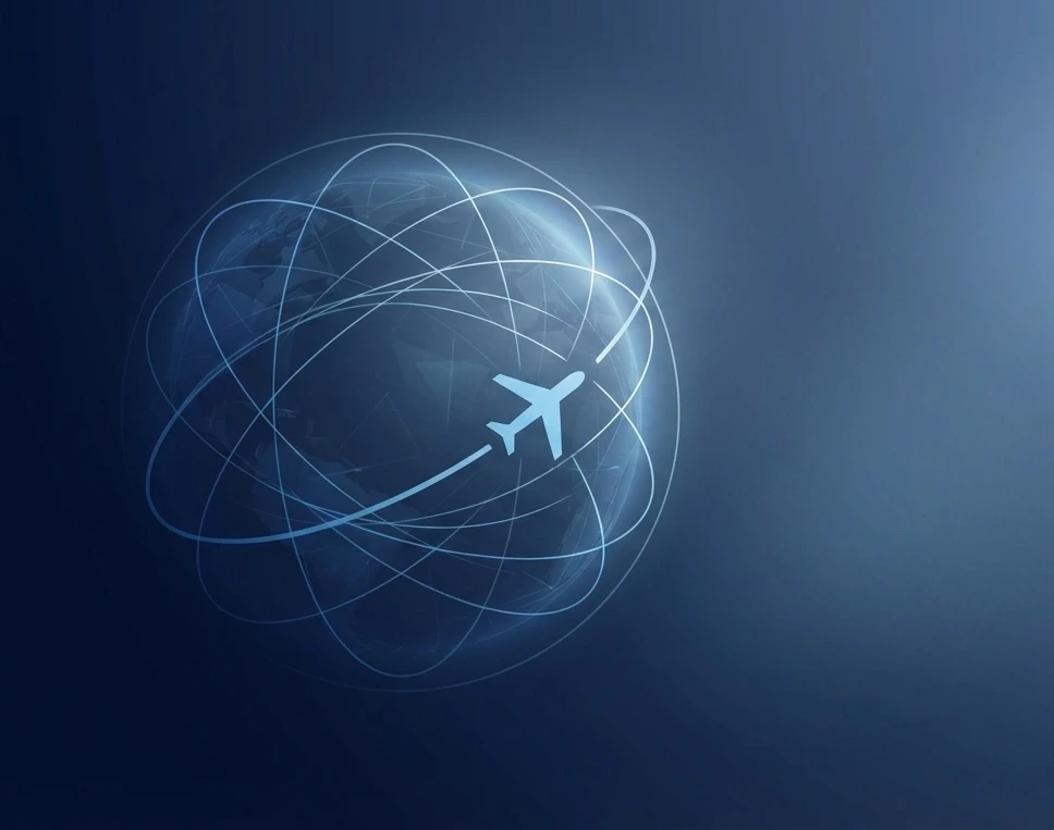 Abstract global network lines symbolising strategic international collaboration